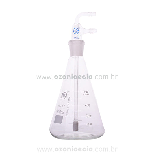 Frasco Borbulhador com Mangueiras para Ozonizar Água 500/1000ml